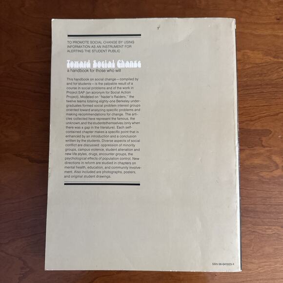 Toward Social Change: A Handbook For Those Who Will By Robert Buckhout Paperback - Picture 2 of 8